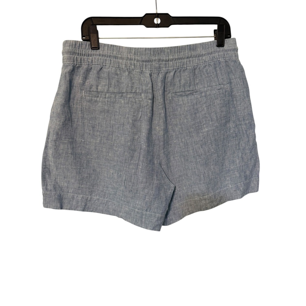 Athleta Linen Blend Shorts Womens 10 Blue Drawstring Zip Pocket Summer Casual - Picture 6 of 10